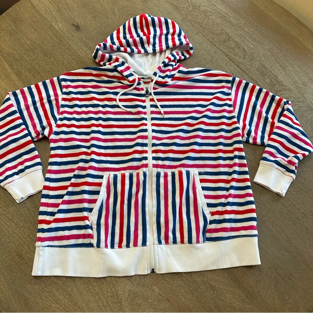 LAND’S END Terry Hooded Zip Jacket  1X